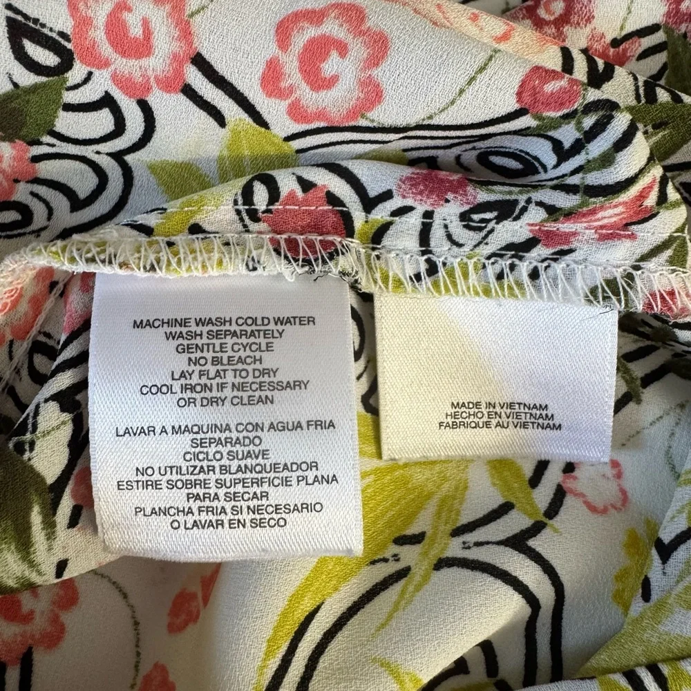 NWOT Nine West Colorful Cold Shoulder Lightweight Floral Blouse Size - Picture 5 of 6